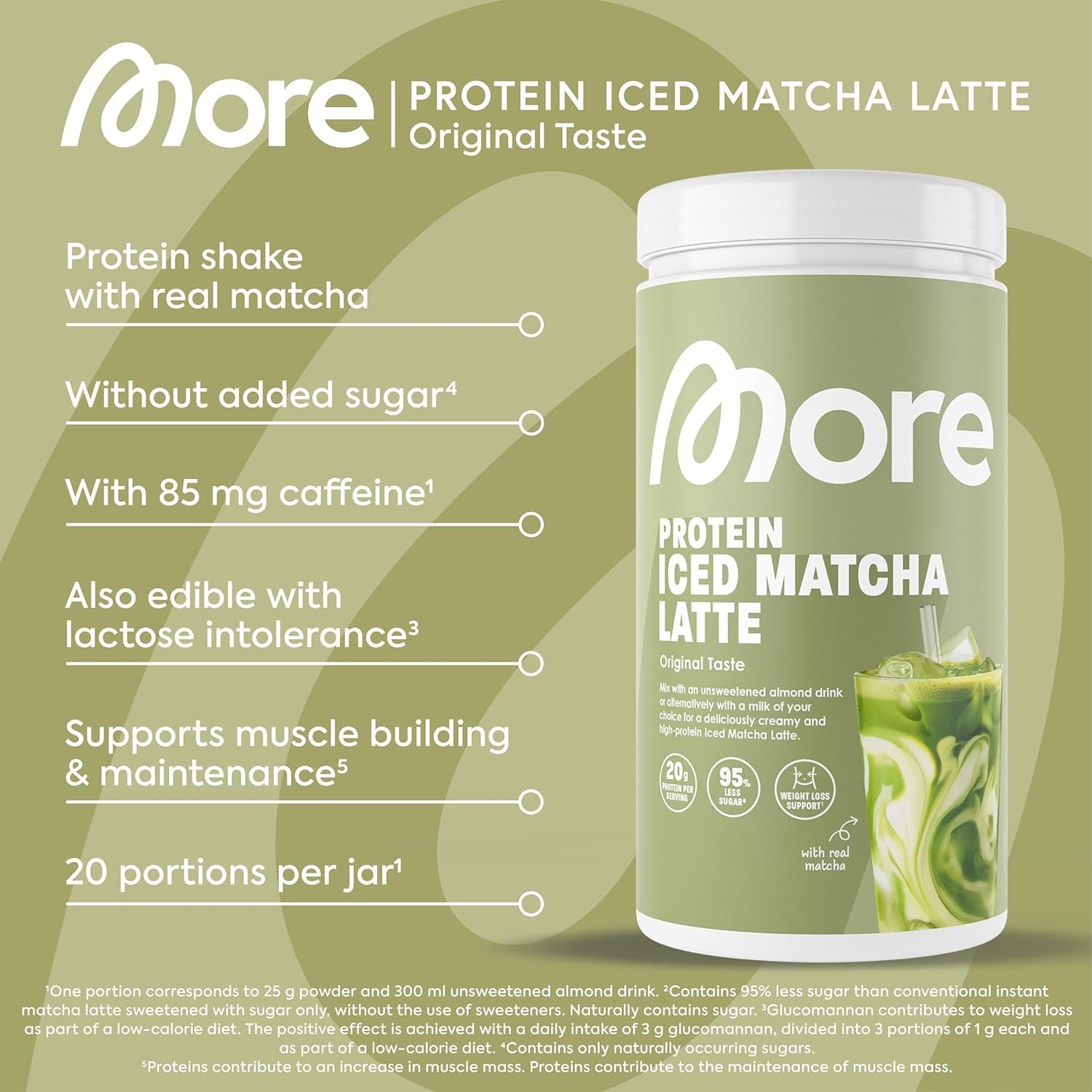 More Protein Iced Matcha Latte - Matcha meets 20g Protein pro Portion - Imagen 3