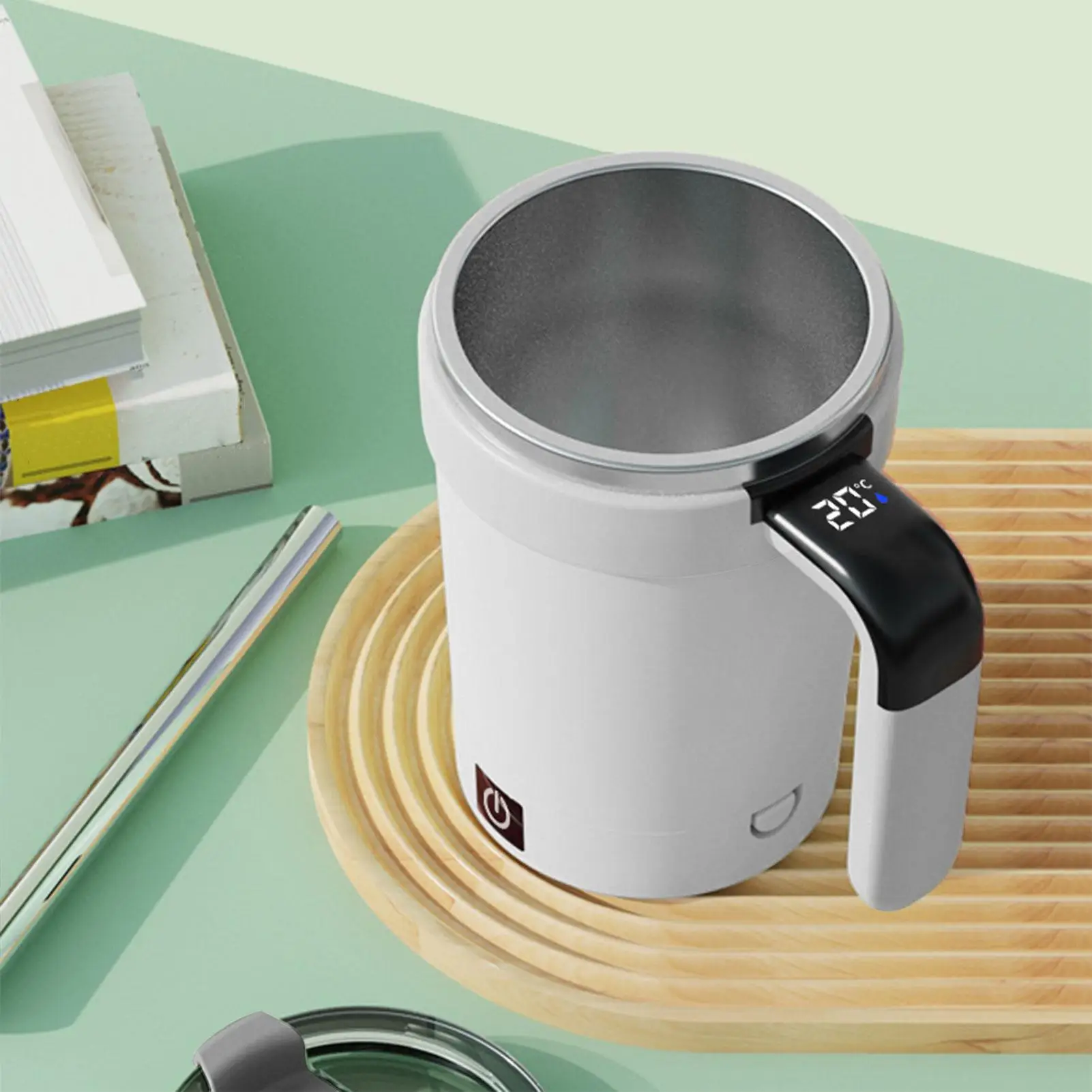Automatic Stirring Coffee Cup. Rechargeable Automatic Stirring Cup with Temperature Display. Drinking Cup Lid with Straw. Suitable for Coffee. Tea and Hot Chocolate - Imagen 2