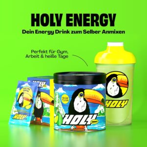 HOLY Energy Gaming Booster „Watermelon Whale“ – Getränkepulver mit Wassermelonen-Geschmack, 50 Portionen, mit NewCaff® & Grüntee-Extrakt, Energy-Drink-Pulver für Fokus und Konzentration, vegan, 100 % natürliche Fruchtaromen