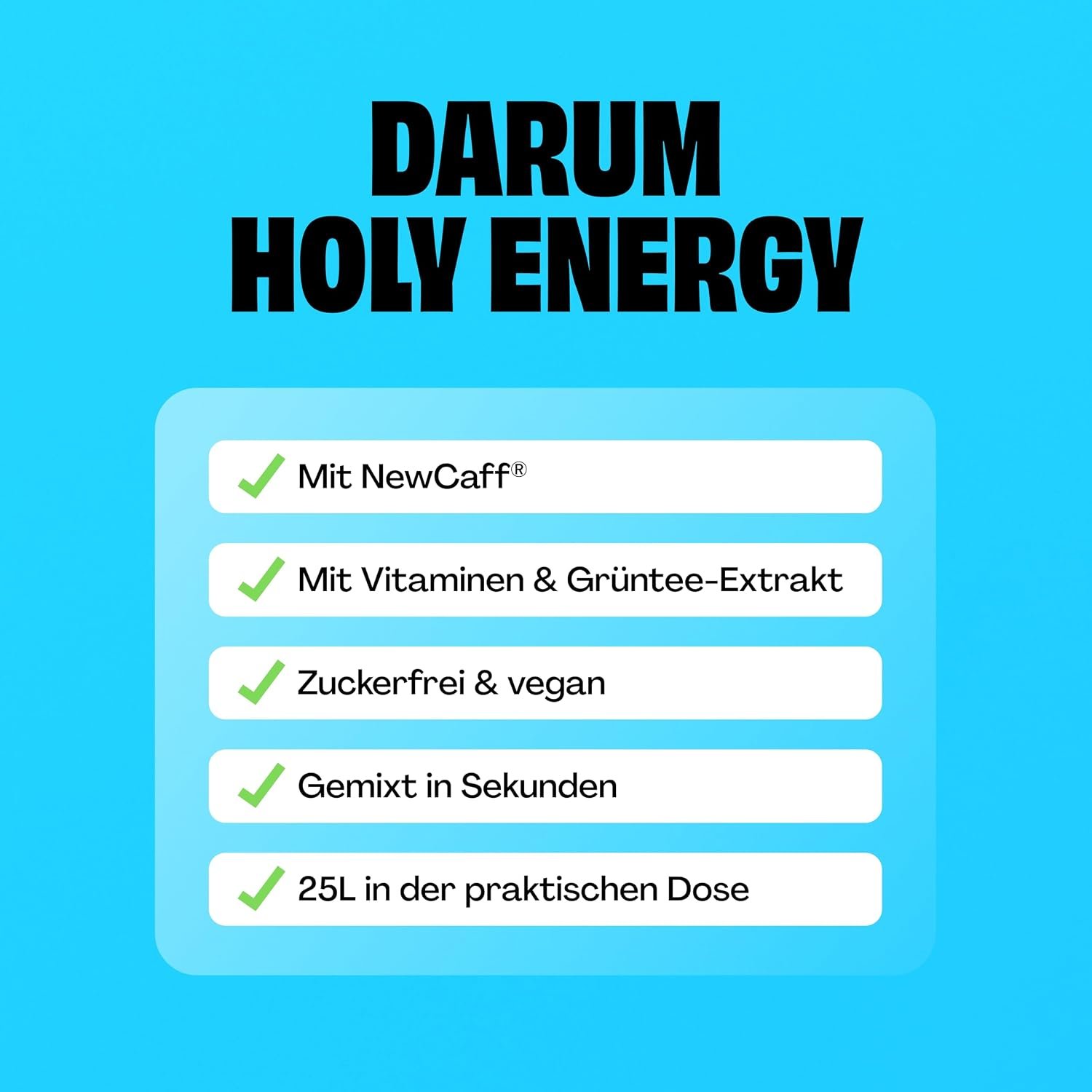 HOLY Energy Gaming Booster „Watermelon Whale“ – Getränkepulver mit Wassermelonen-Geschmack, 50 Portionen, mit NewCaff® & Grüntee-Extrakt, Energy-Drink-Pulver für Fokus und Konzentration, vegan, 100 % natürliche Fruchtaromen - Image 3