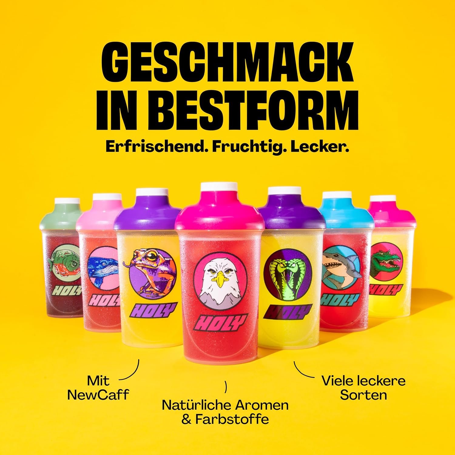 HOLY Energy Gaming Booster „Watermelon Whale“ – Getränkepulver mit Wassermelonen-Geschmack, 50 Portionen, mit NewCaff® & Grüntee-Extrakt, Energy-Drink-Pulver für Fokus und Konzentration, vegan, 100 % natürliche Fruchtaromen - Image 4